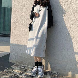 Zip Placket Midi Hoodie Dress