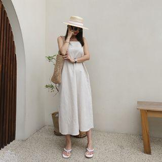 Sleeveless Tie-back Linen Blend Dress