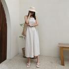 Sleeveless Tie-back Linen Blend Dress