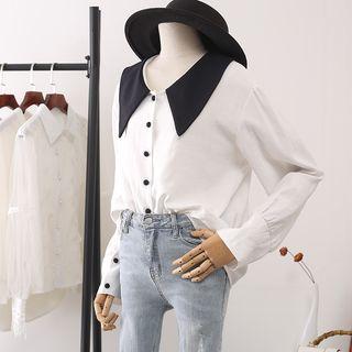 Color Block Cuff Sleeve Shirt