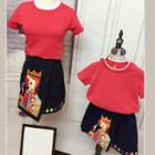 Family Set : Short-sleeve T-shirt + Embroidered Skirt