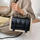 Fleece Trim Top Handle Crossbody Bag Black - One Size