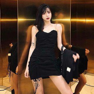 Chain-strap Drawstring-front Minidress