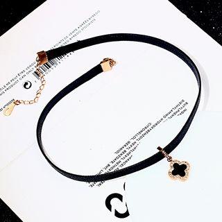 18k Gold Plated Stainless Steel Clover Pendant Choker As Shown In Figure - One Size