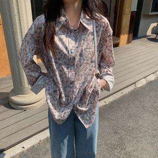 Flower Print Shirt Pink - One Size
