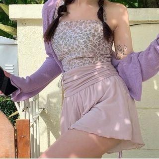 Floral Camisole Top / Mini A-line Skirt / Cardigan