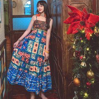 Print Embroidered Dress