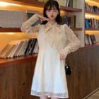 Lace Long-sleeve A-line Dress As Shown In Figure - One Size