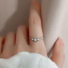 Faux Pearl Cz Ring Silver - One Size