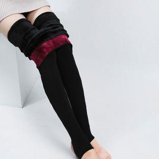 Fleece-lined Stirrup Leggings As Shown In Figure - One Size