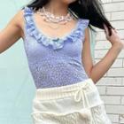 Scoop-neck Ruffled Lace Tank Top