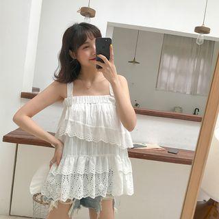 Eyelet Lace Camisole Top White - One Size