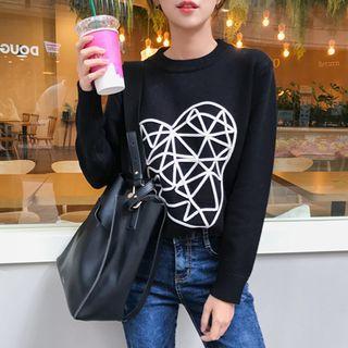 Heart Applique Sweater Black - One Size