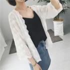 3/4-sleeve Lace Light Jacket White - One Size