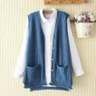 Cable-knit Oversize Single-breasted Vest