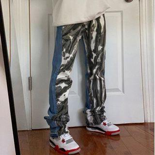 Color Block Panel Straight Leg Jeans