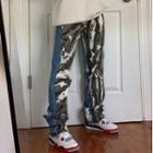 Color Block Panel Straight Leg Jeans