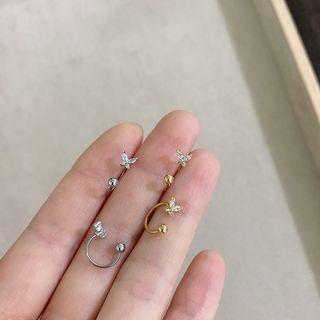 Butterfly Rhinestone Stainless Steel Open Hoop Earring (various Designs)