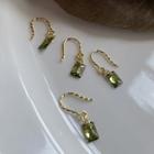 Rectangle Rhinestone Alloy Dangle Earring E207 - 1 Pair - Green & Gold - One Size