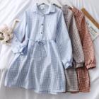 Checker A-line Shirtdress With Sash