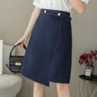 Contrast Stitching Midi Skirt