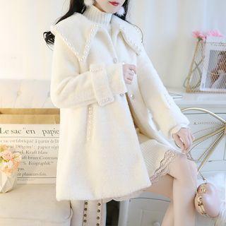Beaded Plain Loose-fit Coat