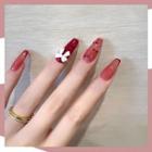 Bow Faux Nail Tips X31 - Red & White - One Size