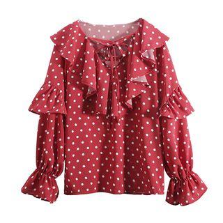 Dotted Frilled Blouse