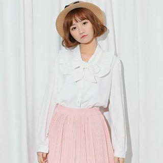 Bow Neck Long-sleeve Blouse