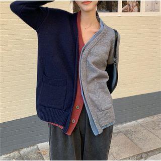 Two-tone Cardigan Gray & Black - One Size