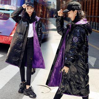 Hooded Padded Zip-up Patent Coat
