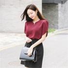 Faux Pearl-detail Tulip-sleeve Top