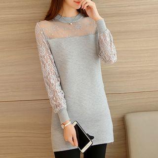 Lace Long Sleeve Knit Dress