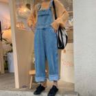 Wide-leg Denim Jumper Pants / Drawstring Cut-out Sweater