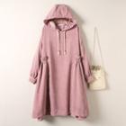 Hooded Long-sleeve Midi Corduroy Dress