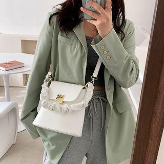 Faux Leather Shirred Strap Bucket Bag