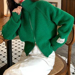 High-neck Zip-up Long-sleeve Sweater