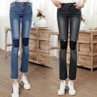 Washed Knee Patch Jeans