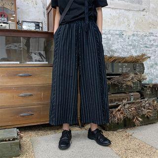 Striped Wide-leg Pants Stripe - Black & White - One Size