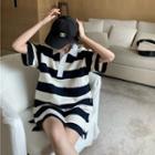 Two-tone Striped Oversize Polo Shirt