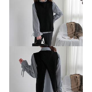 Wrap-back Wool Blend Knit Vest