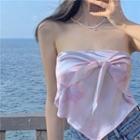 Bow Detail Strapless Top Pink - One Size