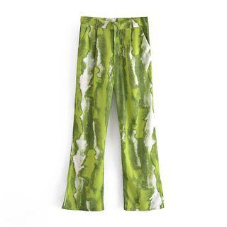 Tie Dye Print Slit Dress Pants