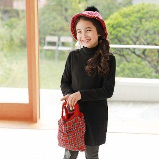 Family Matching Mock Neck Plain Long Top