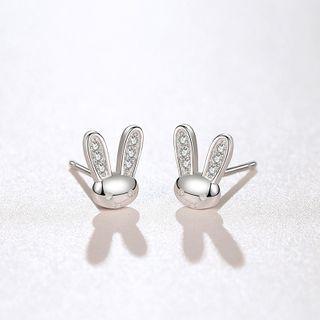 Rhinestone Rabbit Stud Earring Rabbit - One Size