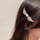 Flying Heart Faux Pearl Rhinestone Hair Clip Silver - One Size