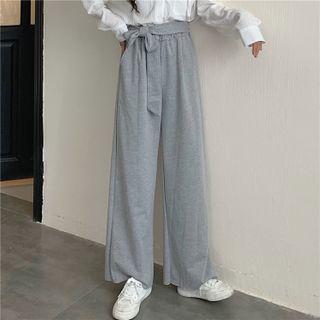 Wide-leg Sashed Pants