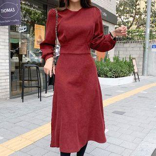 Tie-waist Slit-side A-line Dress