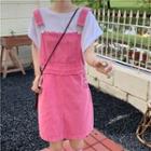 Short-sleeve T-shirt / Denim Mini A-line Overall Dress