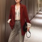 Set: Single-breasted Blazer + Straight-leg Jeans